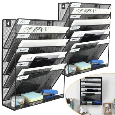Produktbild von 2 Stück Hängender Zeitschriften‑und Dokumentenhalter, Wand Aktenablage, Flyerständer für Büro und Zuhause