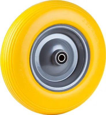 Produktbild von Grafner Schubkarrenrad pannensicher Vollgummi, 4.80/4.00-8 Ø 390mm, Stahlfelge, 180 kg Traglast, inkl. Achse, Schubkarren Ersatzrad PolyurethanReifen
