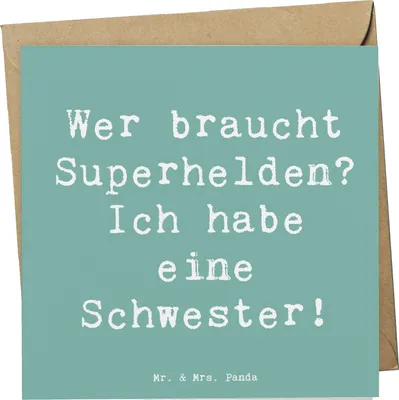 Produktbild von Mr. & Mrs. Panda Grußkarte Spruch Liebe Schwester - Meeresbrise - Geschenk, herzerwärmende Sprüche, einzigartige Designs, Klappkarte, Glückwunschkarte, Familiengeschenk
