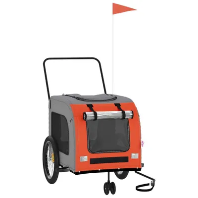 Produktbild von vidaXL Fahrradanhänger Hunde Orange und Grau Oxford-Gewebe und Eisen