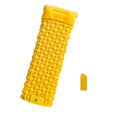 Produktbild von Kombinierbare Mehrpersonen-Luftmatratze 150kg Tragkraft, 5cm Dicke mit Fußpumpe & Doppelventil, Camping Sleeping Pad, Ergonomisch weich, Gelb