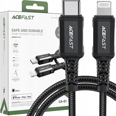 Obrázek produktu pro ACEFAST C4-01, 1,8 m, Lightning, USB C, Samec, Samec, Černá