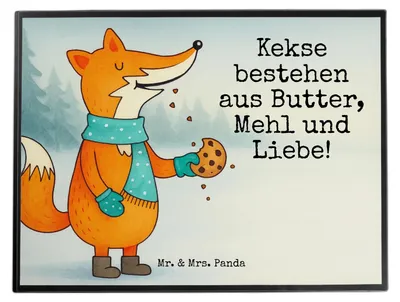 Produktbild von Mr. & Mrs. Panda schreibtischunterlage Fuchs Keks Design - Weiß - Geschenk, Frieren, Weihnachten, rutschfeste, Schreibunterlage, tischauflage, Winter, Liebe