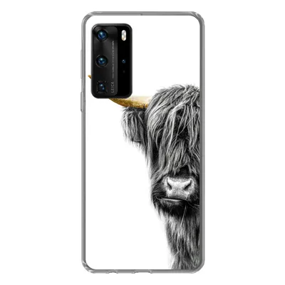 Produktbild von MuchoWow® Handyhülle Schutzhülle Hülle für Huawei P40 Pro Schottischer Highlander - Tiere - Schwarz und Gold Silikon Softcase Handy Hülle - Schutz
