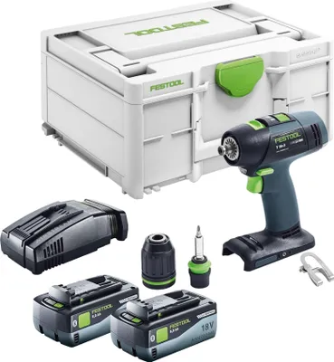 Produktbild von Festool T 18+3 Basic Akku Bohrschrauber 18 V 50 Nm Brushless + 2x Akku 8,0 Ah + Schnellladegerät + Systainer