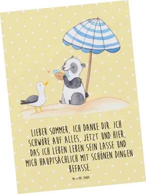 Produktbild von Mr. & Mrs. Panda Grußkarte Lieber Sommer - Gelb Pastell - Geschenk, Summer Feelings, Emotionen, Sommerferien, Postkarte, bildkarte, Sommerprodukte, Sommergefühle, Vibes