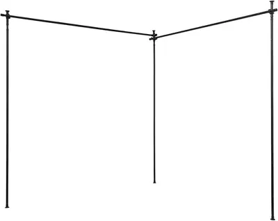 Produktbild von Raumteiler Paraventgestell, 122-305cm Höhenverstellbar (Schwarz, 5 Stangen) | Teleskop Trennwand Freistehend, 25-40kg Tragkraft, Teleskop Raumteiler für Schlafzimmer Wohnzimmer