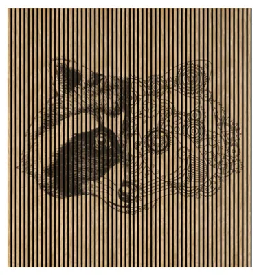 Produktbild von Akustikpaneele mit Digitaldruck Raccoon01 19 x 2253 x 2400 mm Waschbär Zeichnung MDF PET-Fasern Wandpaneele Braun Schwarz 4 Einzelplatten