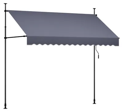 Immagine prodotto di Tenda da sole a morsetto SucceBuy da 300 cm, tenda da sole regolabile in altezza con manovella, protezione solare UPF 80+ per terrazze, balconi e giardini, grigio scuro