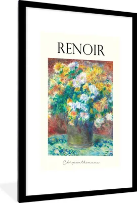 Produktbild von MuchoWow® Gerahmtes Poster Kunst - Renoir - Blumen 60x90 cm - Poster mit Schwarzem Bilderrahmen Wandposter Rahmen Foto Bilder - Dekoration - Wandposter Wohnzimmer - Hochwertig