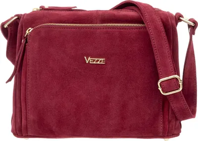 Image de Vezze Boria Vello – Sac à main élégant en daim italien rouge avec compartiments pratiques