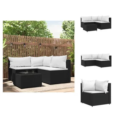 Produktbild von vidaXL 4-tlg. Garten-Lounge-Set mit Kissen Schwarz Poly Rattan - Gartensofas
