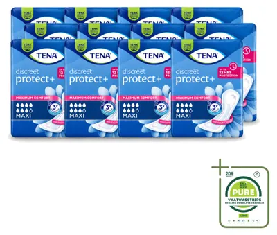 Productafbeelding van 12 x TENA Discreet Maxi inleggers voor incontinentie bij ernstige blaaszwakte - grote verpakking - 12 stuks