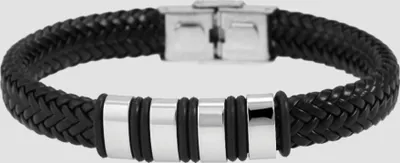 Produktbild von Akzent Echtlederarmband, geflochten mit Edelstahlelementen