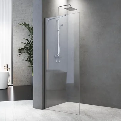 Produktbild von Duschwand 90 x 185 cm Walk in Dusche Walk-In Duschabtrennung Glaswand mit Stabilisierungsstang 6mm ESG-Sicherheitsglas Duschtrennwand