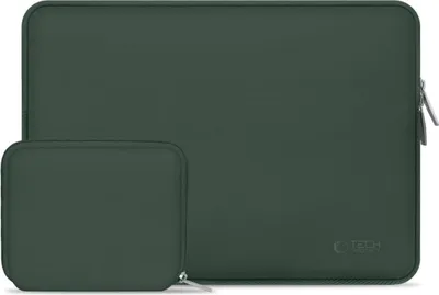 A laptop sleeve and a smaller pouch are shown side-by-side on a white background.