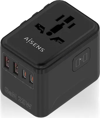 Produktbild von AISENS ASPS-2A2C08-BK, Drinnen, AC, 12 V, 3 A, Schwarz