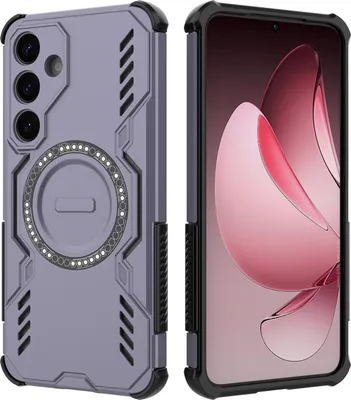 Image de Etui magnétique pour Samsung Galaxy S25 FE, bumper hybride PC et TPU, aérations pour la dissipation de la chaleur Etui violet