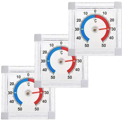 Produktbild von Fensterthermometer -50 bis +50 °C 3 Stück Transparent Selbstklebend Außenthermometer Wetterfest Innen Außen