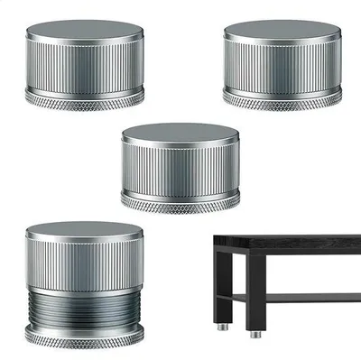Image de Pieds de table en métal, réglables en hauteur, hauteur 23-42 cm, pour tables, armoires, tables de salon, lot de 4, gris.