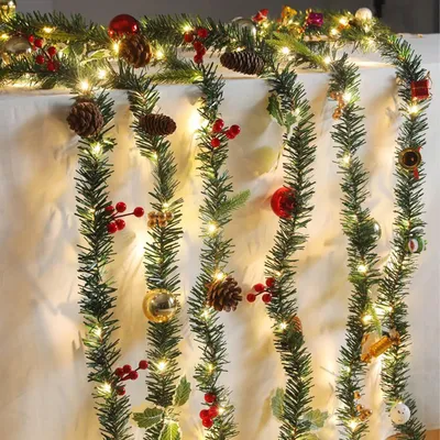 Produktbild von Kunstkerstslinger - dennenslinger - 10m - grüne Kunstslinger - Treppengeländer - Weihnachtsdekoration - Fenster - Landschaftsarchitektur - Kranz - innen und außen - festliche Weihnachtsdekoration
