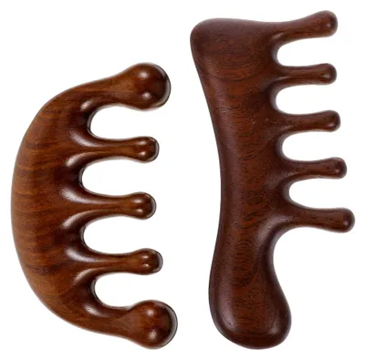 Produktbild von 2 Stück Holzkämme für Kopfhautmassage und Haarstyling