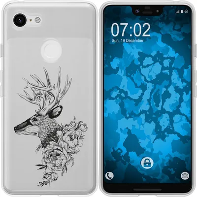 Produktbild von PhoneNatic Case kompatibel mit Google Pixel 3 XL Silikon-Hülle Floral Hirsch M7-1