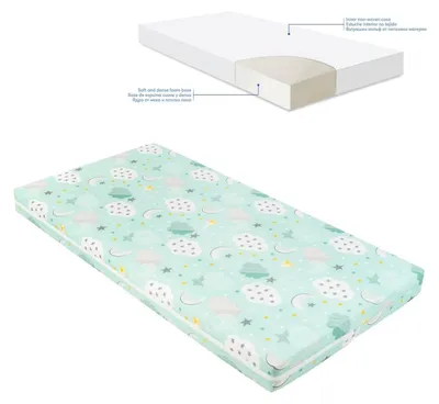 Produktbild von Kikkaboo Babybett Matratze Fantasia Plus 120 x 60cm Reißverschluss Baumwollbezug grün