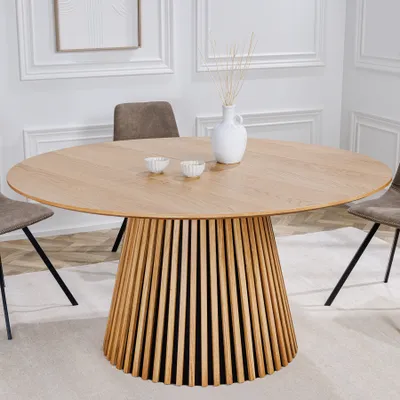 Produktbild von riess-ambiente Runder Esstisch VALHALLA WOOD 120cm natur Eiche Säulenfuß Esszimmertisch Küchentisch Tisch