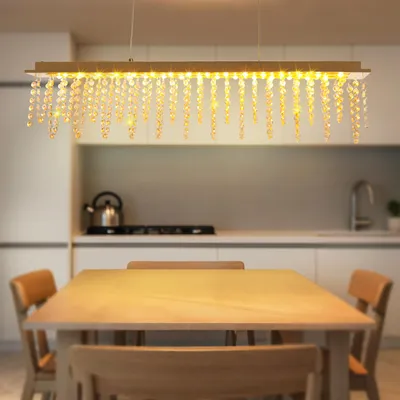 Produktbild von 38W LED Kristallleuchter Dreifarbig Kronleuchter, Dimmbar mit Fernbedienung, Esszimmer Hängelampe