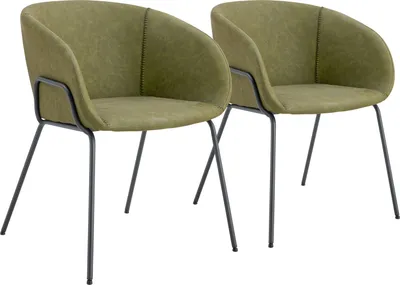 Image de Lot de 2 chaises en simili vert ANDRÉ