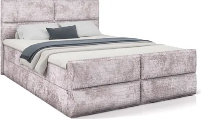 Obrázek produktu pro Prodejce LEADER skříňová postel CROCCO 180x200 cm čalouněná postel se dvěma zásuvkami, kompletní sada s matrací a topperem (4cm), exotika, látka na postel CROCO 107