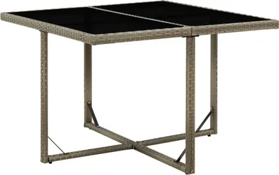 Zdjęcie produktu dla Stół ogrodowy The Living Store szary 109x107x74 cm polirattan i szkło
