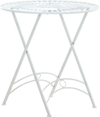 Productafbeelding van Ronde Tuintafel - Balkontafel Bistro - Buiten Zitten - Handgemaakt Antiek Patina - 71 x 71 x 71 cm - Wit