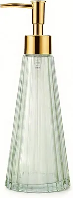 Imagen del producto de Dispensador de jabón líquido de vidrio, con capacidad de 300 ml, bomba de color plateado en acero inoxidable, ideal para baños y cocinas