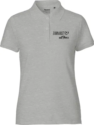 Produktbild von Huuraa Damen Polo Shirt Zahnarzt mit Herz XXL Sport Grey Bio Baumwolle Fairtrade Poloshirt Geschenkidee