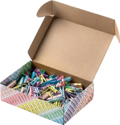 Produktbild von folia Holzklammern-Mix PASTEL Jumbobox 500 g