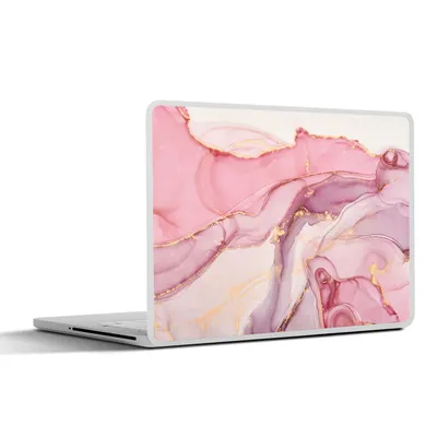 Produktbild von MuchoWow® Laptop Aufkleber Sticker Cover Gold - Marmor - Rosa 31x22.5 cm - Laptop-Deko