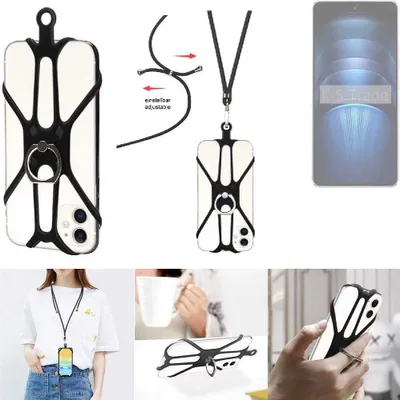 Produktbild von K-S-Trade 3in1 Handykette Handyband Handykordel Halsband Smartphone-Ring Handy-Ring kompatibel mit Vivo iQOO Neo9s Pro+ Fingerhalterung Handyring