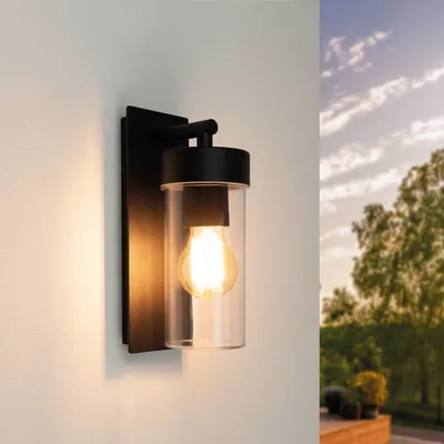 Produktbild von Ledvion Moderne Wandleuchte Außen, Schwarz, E27-Fassung, IP44, Außenleuchte, Außenbeleuchtung, Gartenbeleuchtung, Fassadenbeleuchtung, Außenwandleuchte, Wandleuchte
