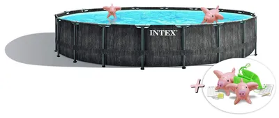Produktbild von INTEX 26744GN - Greywood Prism Frame Pool (549x122cm) + aufblasbare Schwimmtiere