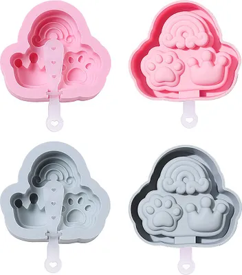 Obrázek produktu pro CANDeal Silikonové formy na nanuky Pop Maker, 4 kusy silikonových forem na nanuky Formy na zmrzlinu Cakesicle Ice Pop Maker Formy se 4 opakovaně použitelnými tyčinkami pro děti, které si mohou vyrobit sami