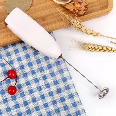 Produktbild von Elektrischer Kaffee-Schneebesen, handgehalten, Edelstahl-Schaumbereiter, Milchschäumer, Eiermixer zum Kochen in der Küche, Weiß