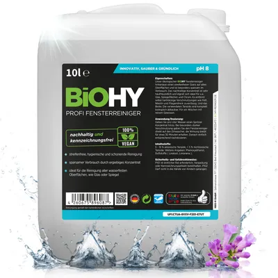 Produktbild von BiOHY Profi Fensterreiniger + Auslaufhahn, Glasreiniger, Fensterputzmittel, 10 l