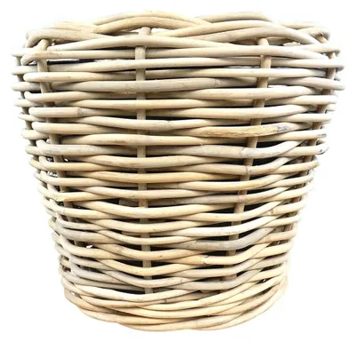 Produktbild von VAN DER LEEDEN DRYPOT® Rattan Pflanzkübel Grau auf Rollen Ø 58 cm - Sylter Körbe