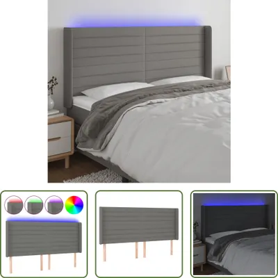 Produktbild von The Living Store LED Kopfteil Dunkelgrau 183x16x118/128 cm Stoff
