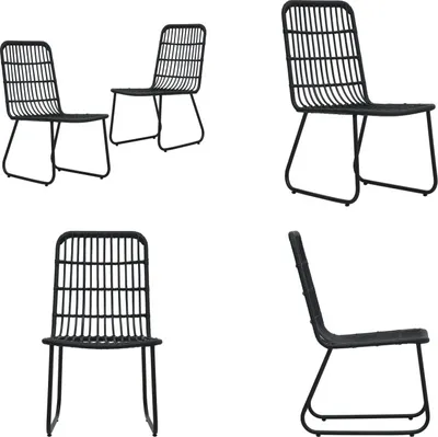 Image de vidaXL Chaises de jardin 2 pcs. Poly Rotin Noir - Chaise de jardin - Chaise - Chaises