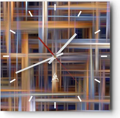 Produktbild von Wanduhr - Quadrat - Glasuhr - Abstraktion modern - 40x40cm - Schleichendes Uhrwerk - Lautlos - zum Aufhängen bereit - Dekoration Modern - Wanddekoration aus Glas - C3AC40x40-3430