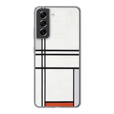 Produktbild von MuchoWow® Handyhülle Schutzhülle Hülle für Samsung Galaxy S21 FE Komposition 1 mit Rot und Grau - Piet Mondrian Silikon Softcase Handy Hülle - Mobiltelefonhülle