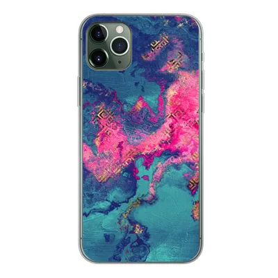Produktbild von MuchoWow® Handyhülle Schutzhülle Hülle für iPhone 11 Pro Max Marmor - Farbe - Rosa - Blau Silikon Softcase Handy Hülle - Schutz